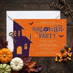 Kinderen Halloween Feest Pompoen Spookhuis Kaart