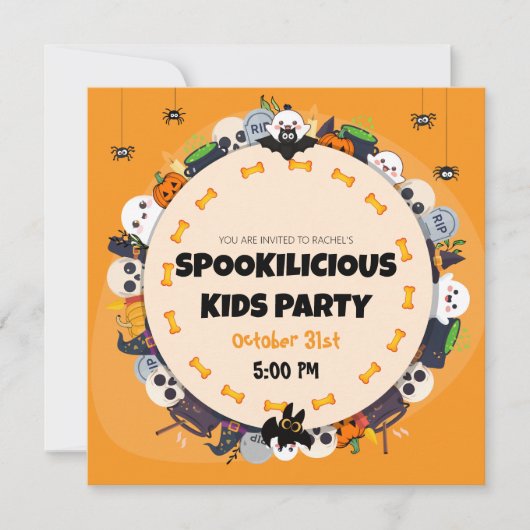 Kinderen Halloween Feest Uitnodiging – Spookilicio (Voorkant)