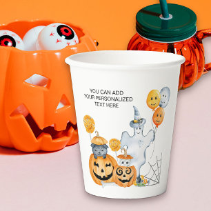 Kinderen Halloween Geest en Jack o Lantern Pompoen Papieren Bekers