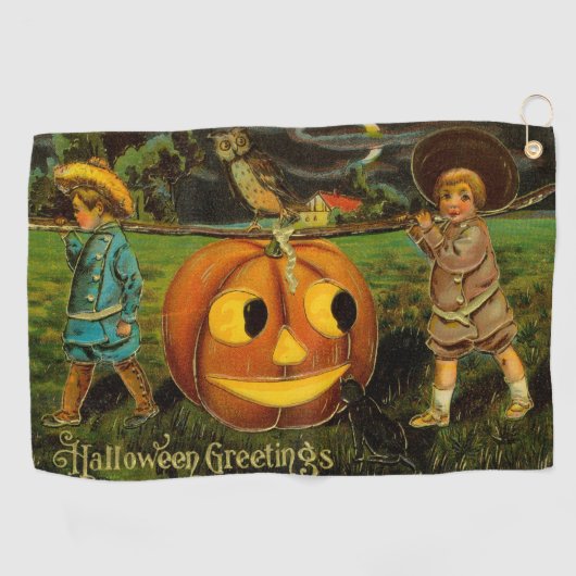 Kinderen Halloween Jack-o-Lantern Pompoen Oogst Golfhanddoek (Horizontaal)