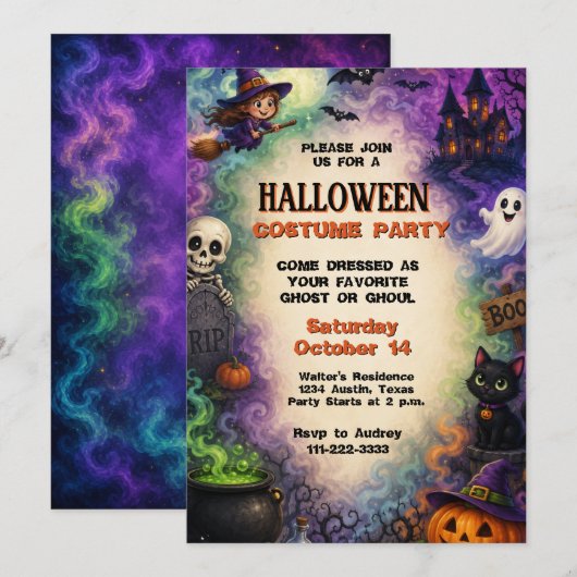 Kinderen Halloween Kostuum Feest Spoken Cute Kaart (Voorkant / Achterkant)