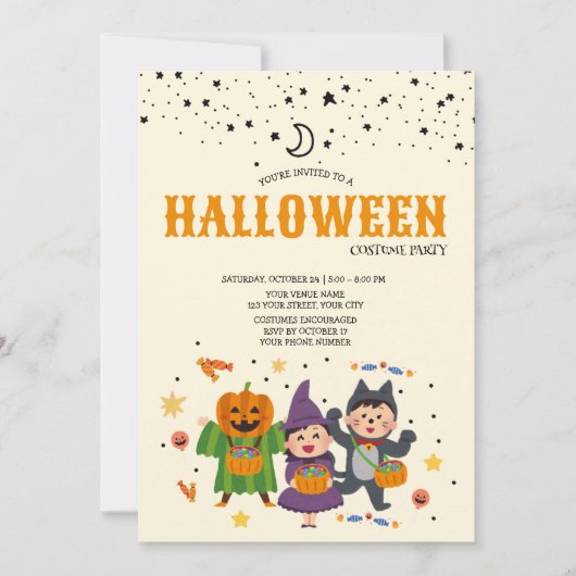Kinderen Halloween Kostuum Feest Uitnodiging (Voorkant)