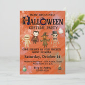 Kinderen Halloween Kostuum Feestje Kaart (Staand voorkant)