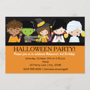 Kinderen Halloween Kostuum Verjaardagsfeest Uitnod Kaart