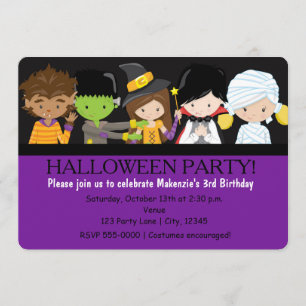 Kinderen Halloween Kostuum Verjaardagsfeest Uitnod Kaart