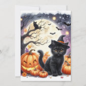 Kinderen Halloween Leuke Zwarte Kat Pompoenen Fees Kaart (Achterkant)