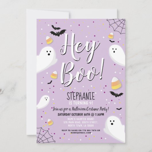 Kinderen Halloween Party Costume Hey Boo Ghost Paa Kaart (Voorkant)