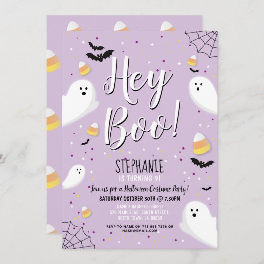 Kinderen Halloween Party Costume Hey Boo Ghost Paa Kaart (Voorkant / Achterkant)