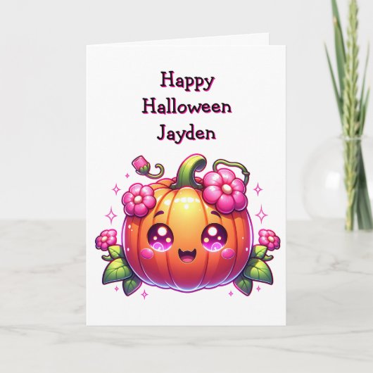 Kinderen Halloween Pompoen Kleurplaat Kaart (Voorkant)