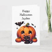 Kinderen Halloween Pompoen Kleurplaat Kaart (Voorkant)