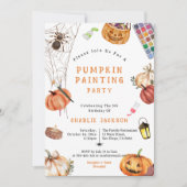 Kinderen Halloween Pompoen Schilderen Verjaardagsf Kaart (Voorkant)