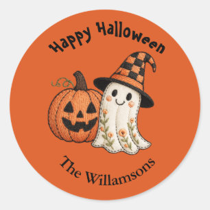 Kinderen Halloween Schattig Geest Pompoen Ronde Sticker