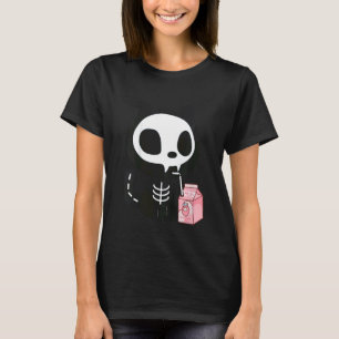 Kinderen halloween skelet kat drinken aardbei mi t-shirt