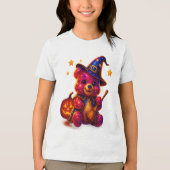 Kinderen Halloween Teddybeer Heks Tri-Blend Shirt (Voorkant)