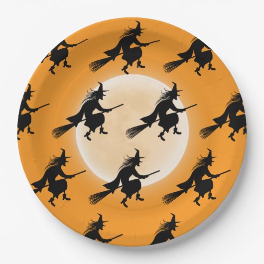 Kinderen Halloween Verjaardag Heks Papieren Bordje (Voorkant)