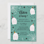 Kinderen Halloween Verjaardagsfeest Geesten Blauwg Kaart (Voorkant)