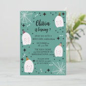 Kinderen Halloween Verjaardagsfeest Geesten Blauwg Kaart (Staand voorkant)