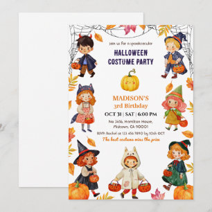 Kinderen Halloween Verjaardagsfeest Kostuum Pompoe Kaart