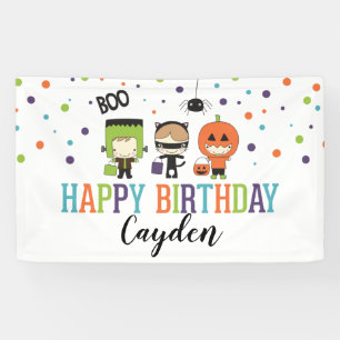 Kinderen Halloween Verjaardagsfeestje Kleurrijk Spandoek