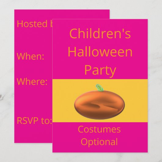 Kinderen Halloween Verkleedfeest Optioneel Kaart (Voorkant / Achterkant)