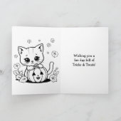 Kinderen Halloween Zwarte Kat Kleurplaat Kaart (Binnen)