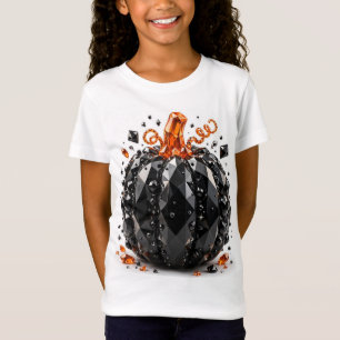 Kinderen Halloween Zwarte Kristallen Pompoen T-Shi T-shirt