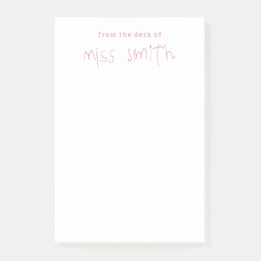 Kinderen handschrift leraren naam cadeau post-it® notes (Voorkant)