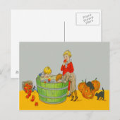 Kinderen happen naar appels Jack O' Lantern Briefkaart (Voorkant / Achterkant)