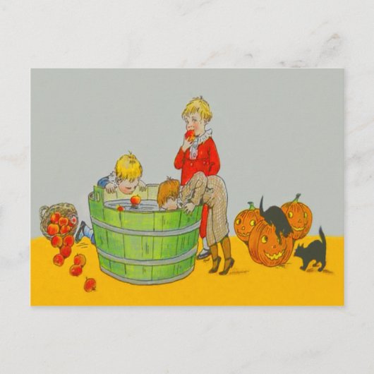 Kinderen happen naar appels Jack O' Lantern Briefkaart (Voorkant)