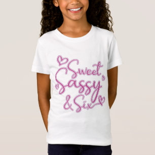 Kinderen Happy 6th Birthday Sweet Sassy en zes mei T-shirt