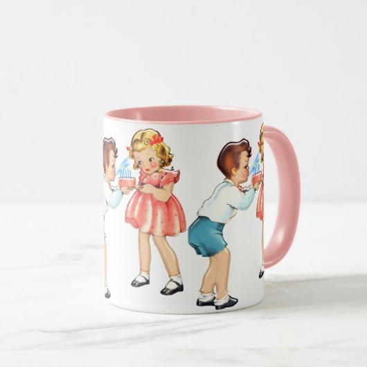  kinderen Happy Birthday: Nostalgisch Mok (Voorkant rechts)