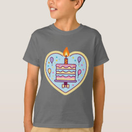 Kinderen Happy Birthday T-shirt met taart