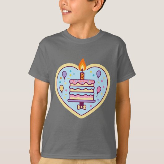 Kinderen Happy Birthday T-shirt met taart (Voorkant)