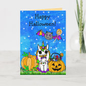 Kinderen Happy Halloween Eenhoorn Cartoon Kaart (Voorkant)