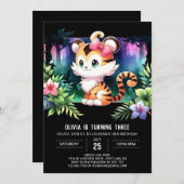 Kinderen Happy Tiger Birthday Kaart (Voorkant / Achterkant)