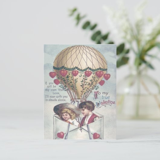 Kinderen Hart Hete Luchtballon Valentijn Feestdagenkaart (Staand voorkant)