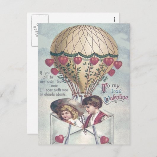 Kinderen Hart Hete Luchtballon Valentijn Feestdagenkaart (Voorkant / Achterkant)