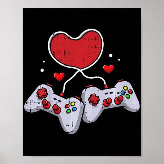 Kinderen Hart Video-Game Controller Valentijnsdag  Poster (Voorkant)