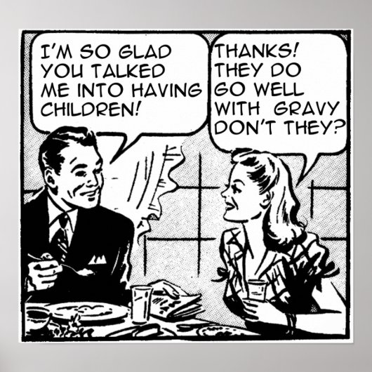 Kinderen Hebben Funny Retro Print Poster Bord (Voorkant)