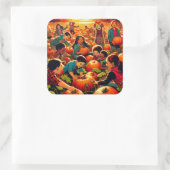 Kinderen hebben plezier bij de pompoen patch Hallo Vierkante Sticker (Tas)