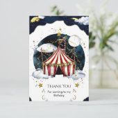 Kinderen Hemels Circus Verjaardag Bedankkaart (Staand voorkant)