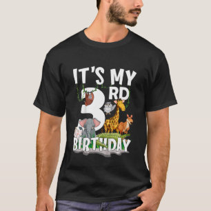 Kinderen Het is mijn 3e verjaardag dierentuin Oerw T-shirt