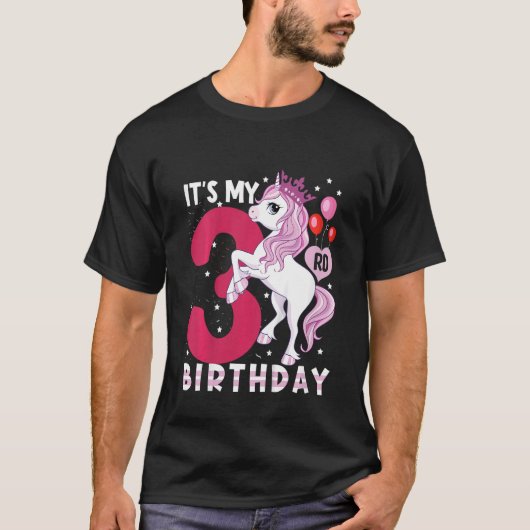 Kinderen Het is mijn 3e verjaardag Unicorn Kind 3  T-shirt (Voorkant)