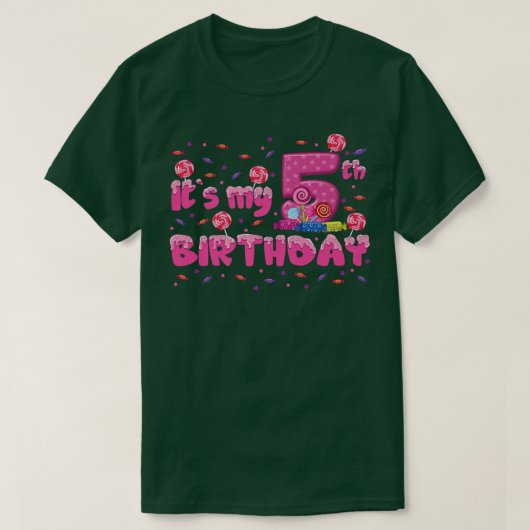 Kinderen Het is mijn 5e Snoep Bonbons 5 jaar. T-shirt (Design voorkant)