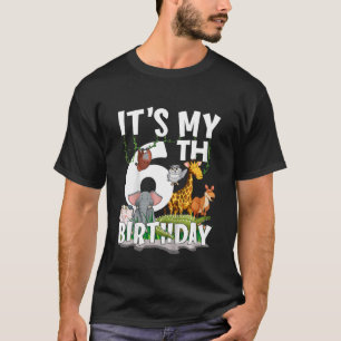 Kinderen Het is mijn 6e verjaardag dierentuin Oerw T-shirt