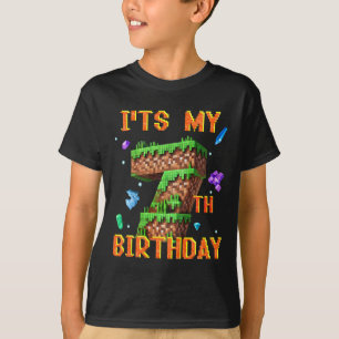 Kinderen Het is mijn 7e verjaardag Pixel Gamer Fee T-shirt