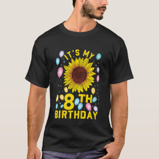 Kinderen Het is mijn 8e verjaardag Zonnebloem 8 ja T-shirt
