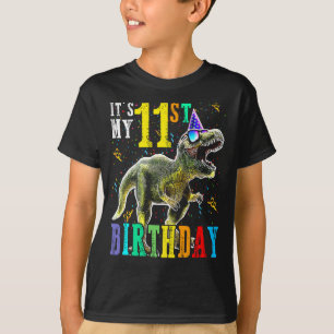 Kinderen Het is mijn elfde verjaardag 11 jaar dino T-shirt