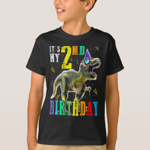 Kinderen Het is mijn tweede verjaardag 2 jaar dino T-shirt