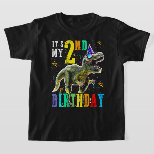Kinderen Het is mijn tweede verjaardag 2 jaar dino T-shirt (Laagn)